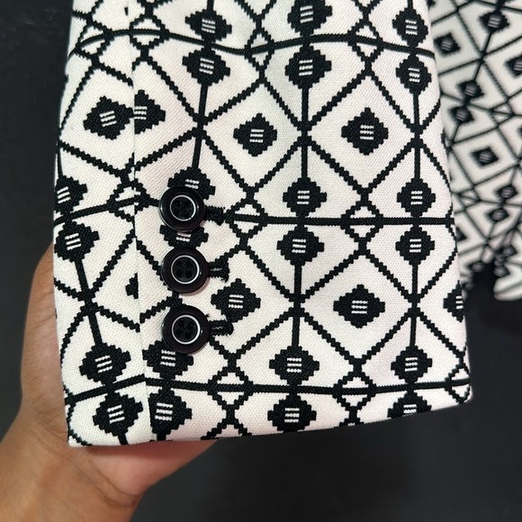 Nine West Cropped Blazer Black White Geometric Womens Size 12 - Picture 6 of 6